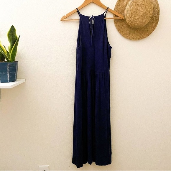 LOFT Navy Blue Halter Midi Dress XS - Picture 8 of 9
